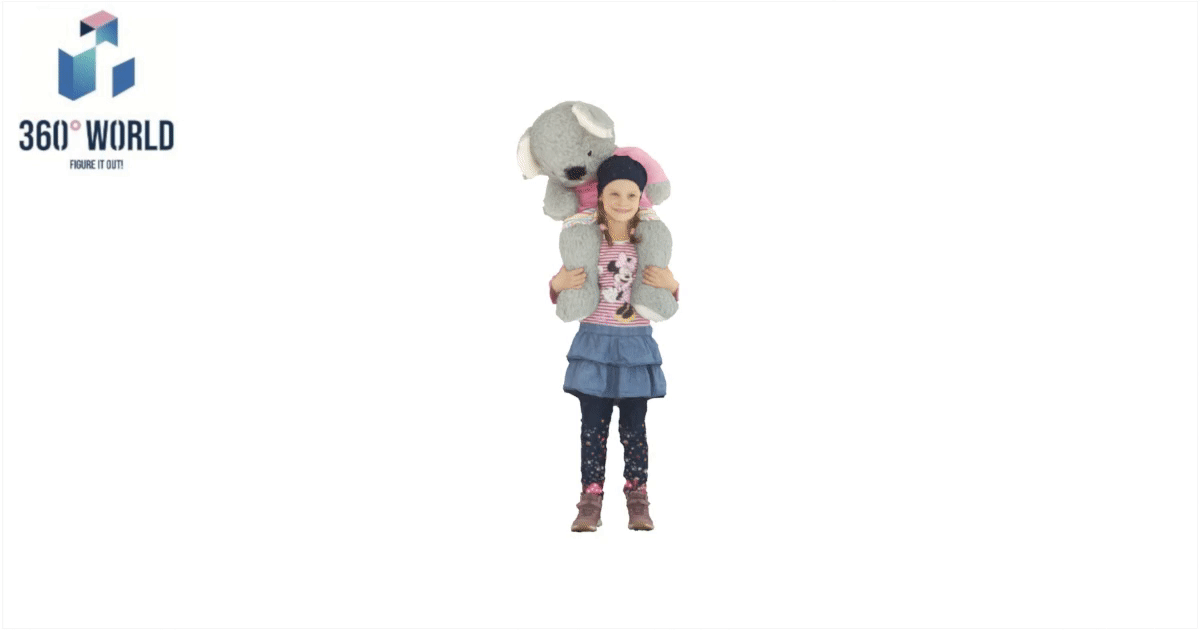 Kinderbeispiel | Kind mit Lieblingskuscheltier als 3D Figur oder Avatar